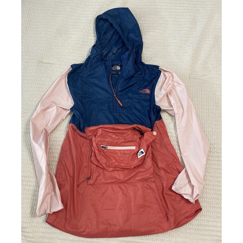 The North Face XS Pink Navy Coral Breaker Windwall Pullover Anorak Jacket‎ NWOT